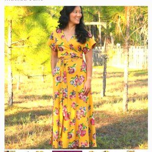 Matilda Jane Gold Floral Wrap Maxidress